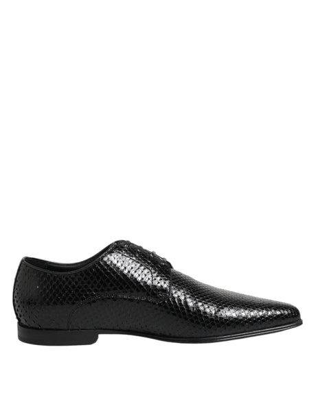 Dolce & Gabbana Black Exotic Leather Lace Up Derby Shoes - Hilstor