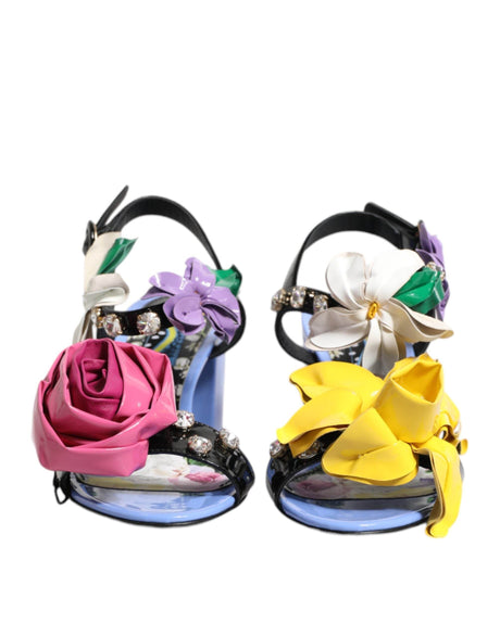 Dolce & Gabbana Multicolor Floral Crystal KEIRA Sandals Shoes - Hilstor
