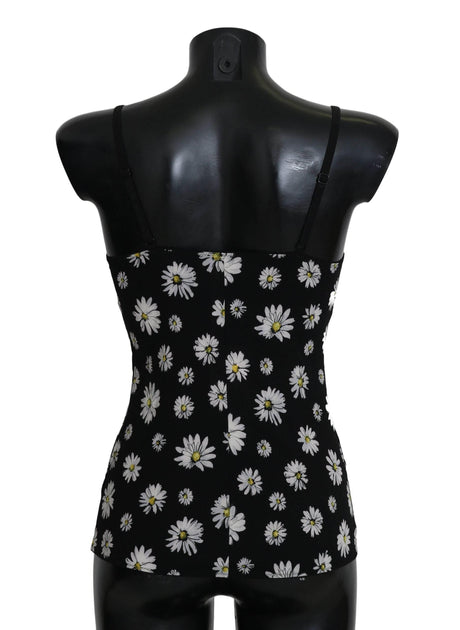 Dolce & Gabbana Black Daisy Print Dress Lingerie Chemisole - Hilstor