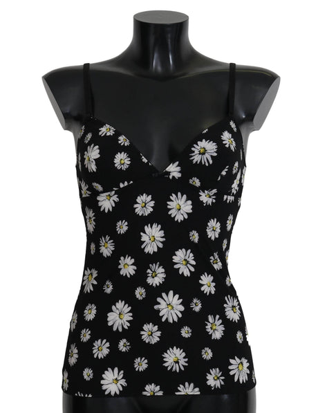 Dolce & Gabbana Black Daisy Print Dress Lingerie Chemisole - Hilstor