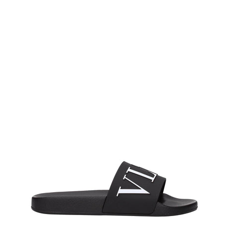 Valentino Garavani Black Cotton Slippers Sandals - Hilstor