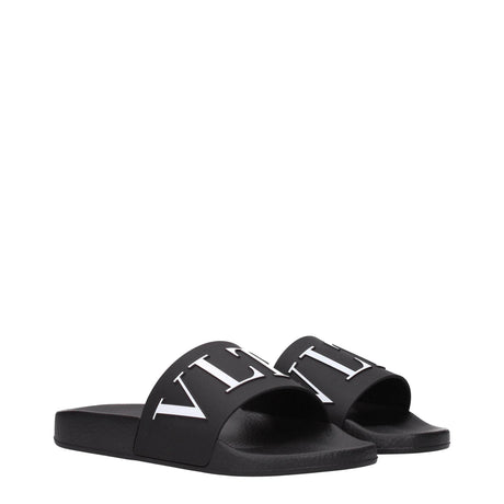 Valentino Garavani Black Cotton Slippers Sandals - Hilstor