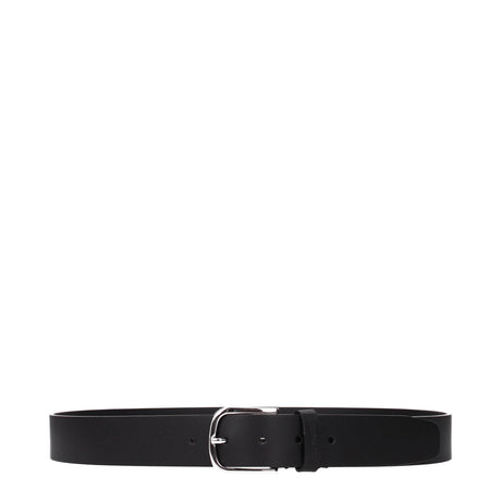 Testoni Black Leather Regular Belts - Hilstor