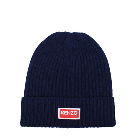 Kenzo Blue Wool Beanie - Hilstor