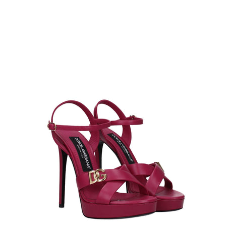 Dolce & Gabbana Pink Leather Platforms - Hilstor