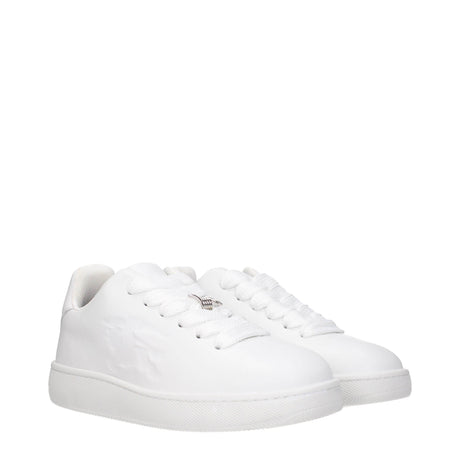 Burberry White Leather Low Tops - Hilstor