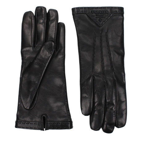 Prada Black Leather Gloves - Hilstor