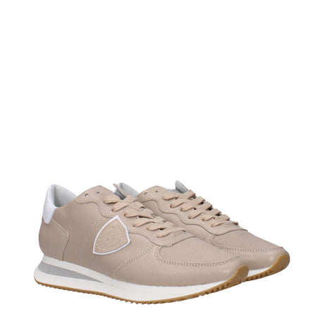 Philippe Model Beige Leather Low Tops - Hilstor