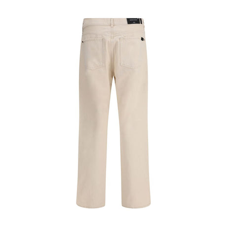 7FOR Beige Cotton Straight-Leg Jeans