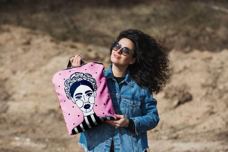 BACKPACK MARGO – PINK – Lightweight & Durable with Unique Art Print, Made in Europe by Garbanota - Hilstor