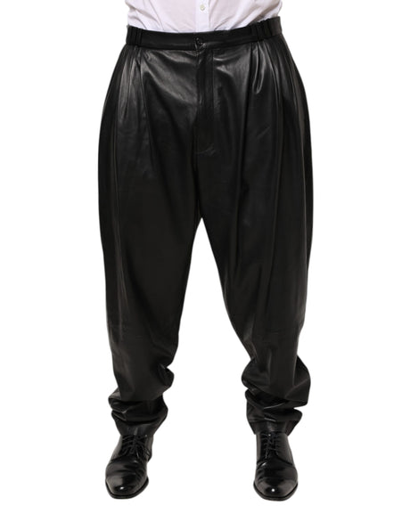 Dolce & Gabbana Black Lamb Leather Trousers Men Pants