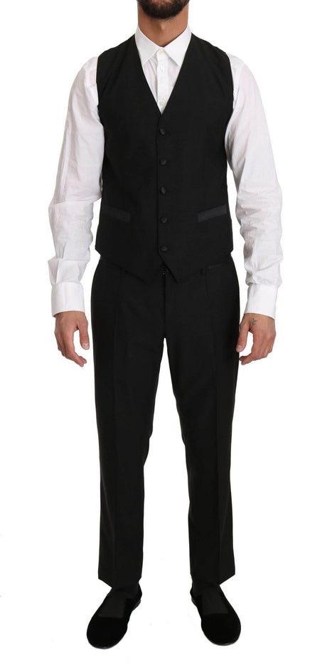 Dolce & Gabbana Black Wool Dress Waistcoat Gillet Vest - Hilstor