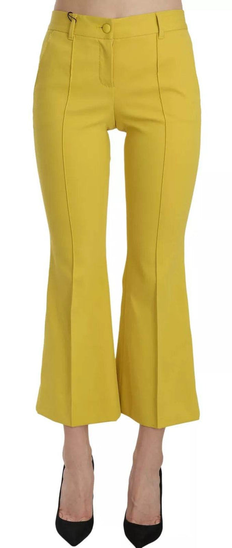 Dolce & Gabbana Yellow Flared Bootcut Capri Cotton Pants - Hilstor