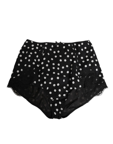 Dolce & Gabbana Black White Polka Dot Silk Slip Panty Underwear