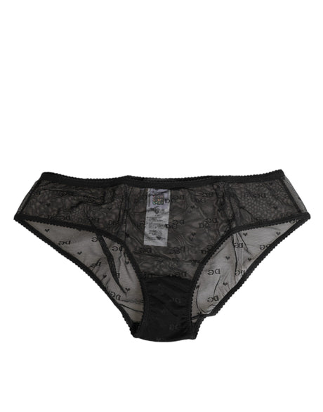 Dolce & Gabbana Black Sheer Mesh Lace Polka Dot Logo Underwear