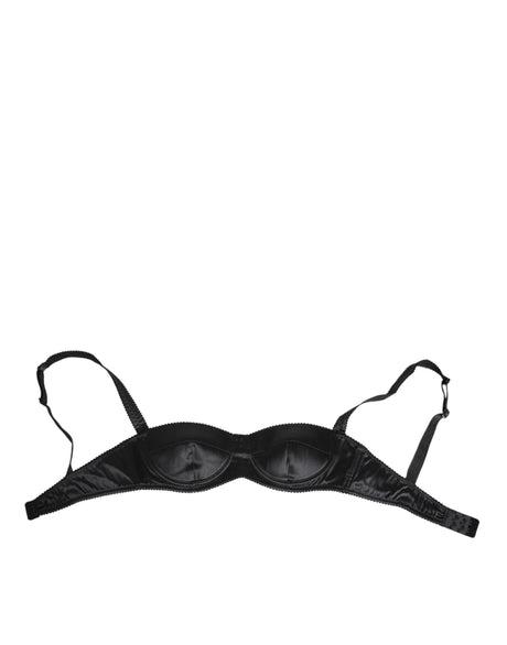 Dolce & Gabbana Black Silk Satin Wireless Lingerie Bra Underwear