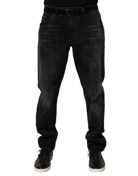 Dolce & Gabbana Black Washed Cotton Skinny Men Denim Jeans