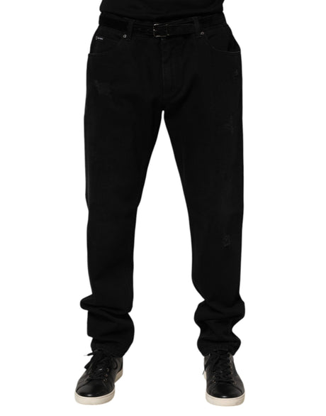 Dolce & Gabbana Black Cotton Regular Denim Men Trouser Jeans