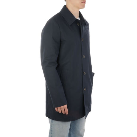 Aquascutum Blue Cotton Men's Trench Coat
