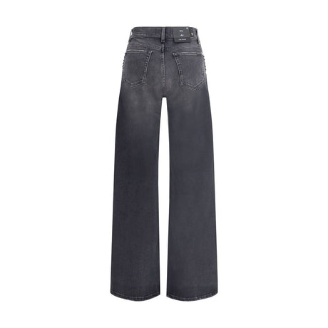 7FOR Black Cotton Straight-Leg Jeans