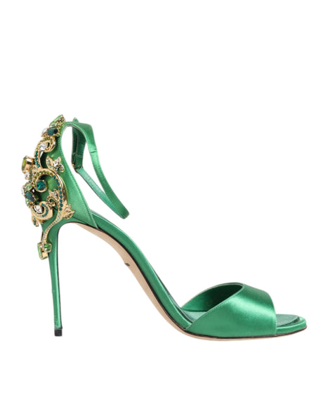 Dolce & Gabbana Green Heels Embellishments Sandals Shoes