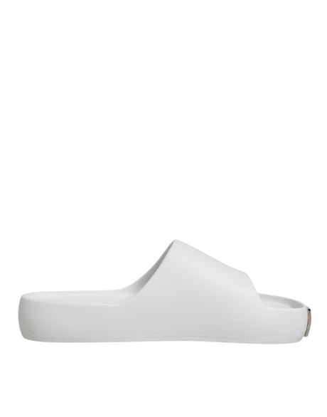 Dolce & Gabbana White Logo Slides Sandals Men Beachwear Shoes