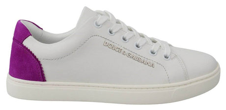 Dolce & Gabbana White Suede Leather Low Top Sneakers Shoes - Hilstor