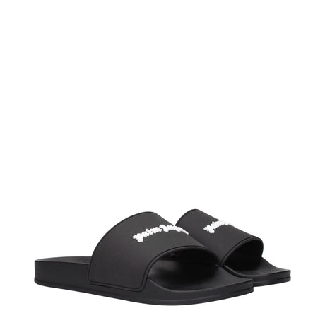 Palm Angels Black Cotton Slippers