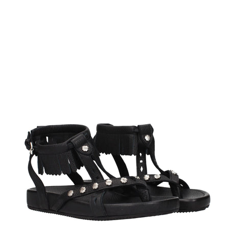 Isabel Marant Black Leather Flat Sandals