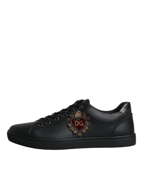 Dolce & Gabbana Black London Sacred Heart Men Sneakers Shoes - Hilstor