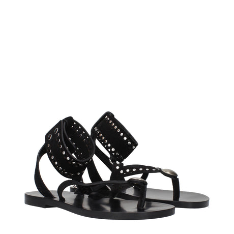 Isabel Marant Black Leather Flip-Flop Sandals
