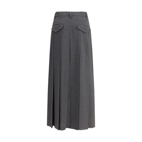 Brunello Cucinelli Gray Polyester Long Skirt