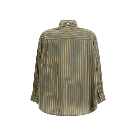 Cruna Green Viscose Pattern Shirt