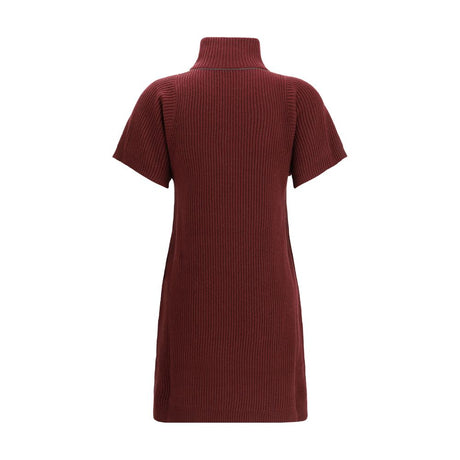 Brunello Cucinelli Bordeaux Fleece Wool Casual Dress