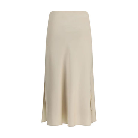 Brunello Cucinelli Cream Acetate Midi Skirt