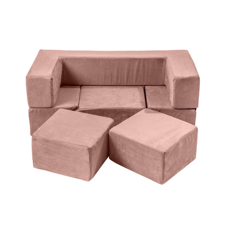 MeowBaby® Velvet Bricks Set – Pink, Multifunctional Playground for Children, Made in Europe, Soft & Safe Play Modules - Hilstor