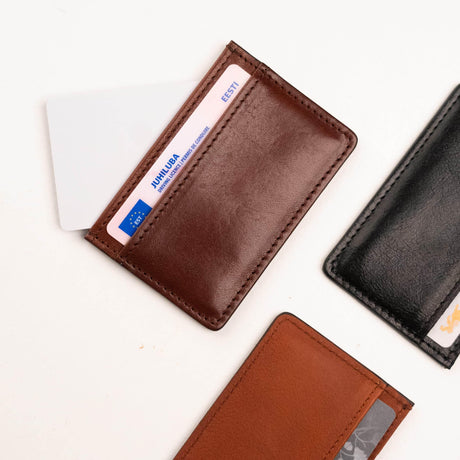 Leather Card Holder No. 34 – Minimalist Design with 2 Card Slots, Handmade in Europe by Papillon - Hilstor
