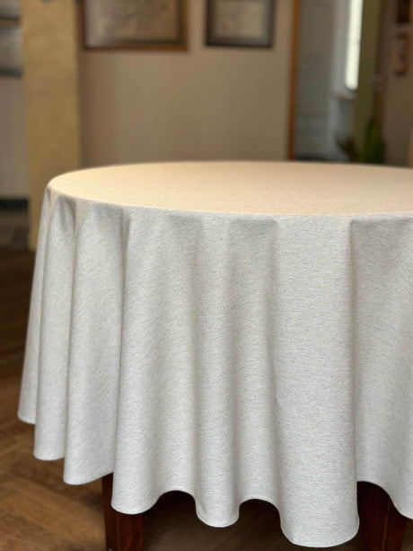 Hortensias Home Round Tablecloth, Recycled Fabric – Nord 3, Made in Europe, Nordic Design with Blue Lines, Available in Multiple Sizes - Hilstor