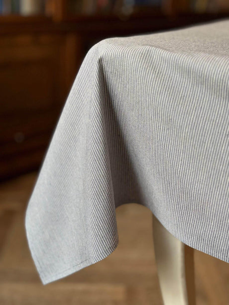 Hortensias Home Rectangular Tablecloth, Recycled Fabric – Nord 2, Made in Europe, Nordic Design with Blue Stripes, Multiple Sizes - Hilstor