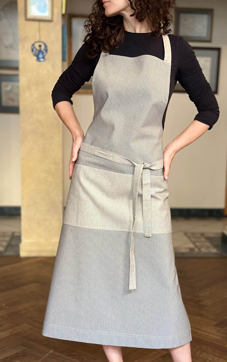 Unisex Apron, Recycled Fabric – Nord 2, Made in Europe, Scandinavian Style with Multiple Pockets - Hilstor