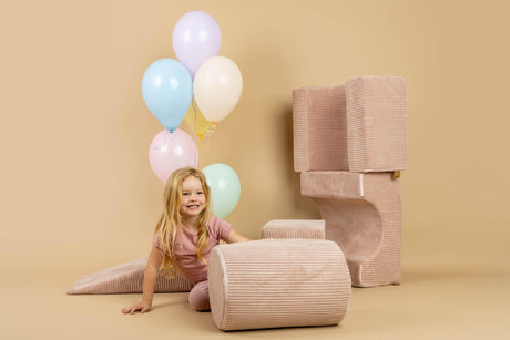 MeowBaby® Aesthetic Shape Set – 4-Element Soft Play Set for Kids, Powder Pink Velvet Corduroy, Removable Covers, Made in Europe - Hilstor