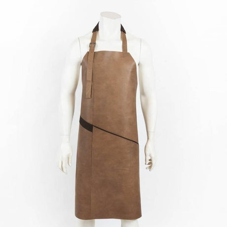 Leather Apron – Beige, 100% Genuine Leather, Made in Europe | Durable with Cotton Belt & Pocket - Hilstor