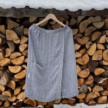 Linen Sauna Skirt for Women – Adjustable & Prewashed, Made in Europe | 100% Natural Linen - Hilstor