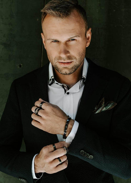 Genf Bracelet for Men – Black Ceramic with Stainless Steel Clasp | Adjustable & Stylish Design | Made in EU - Hilstor