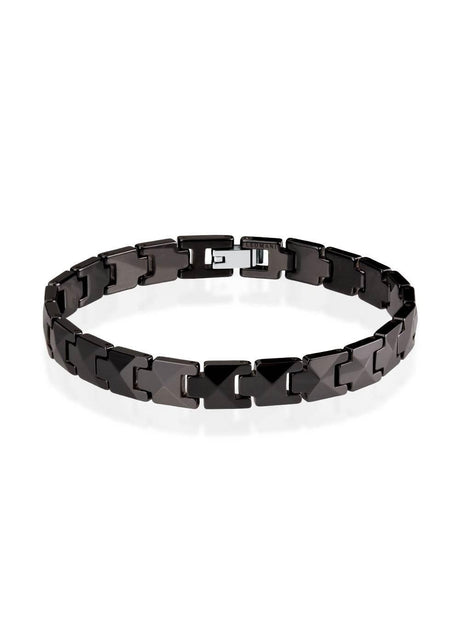 Genf Bracelet for Men – Black Ceramic with Stainless Steel Clasp | Adjustable & Stylish Design | Made in EU - Hilstor