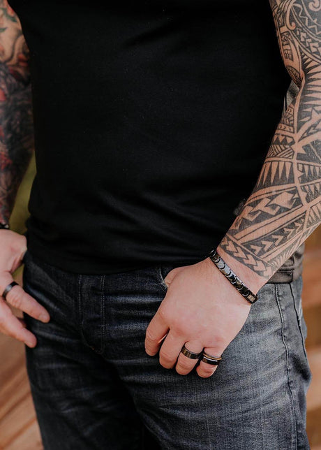 Gent Bracelet for Men – Black Ceramic with Stainless Steel Clasp | Adjustable & Stylish Design | Made in EU - Hilstor
