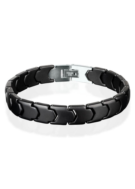 Gent Matte Bracelet for Him – Adjustable Black Ceramic Bracelet with Stainless Steel Clasp – Made in EU - Hilstor