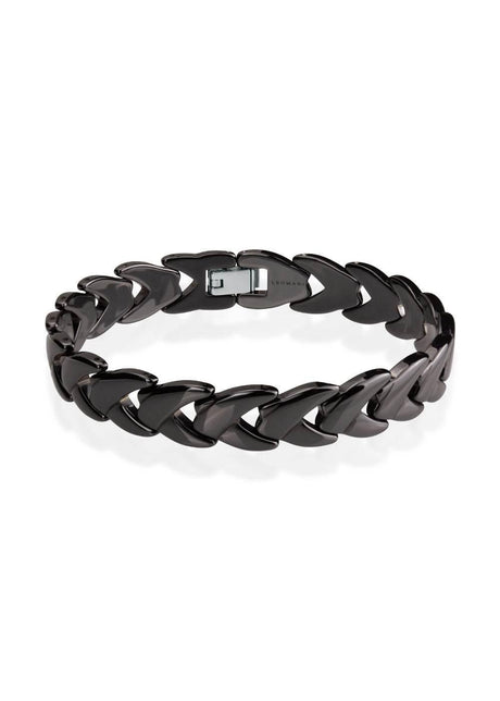 Rocco Bracelet for Men – Black Ceramic with Stainless Steel Clasp | Adjustable & Stylish Design | Made in EU - Hilstor