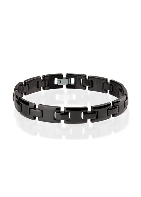 Trey Bracelet for Men – Black Ceramic with Stainless Steel Clasp | Adjustable & Stylish Design | Made in EU - Hilstor