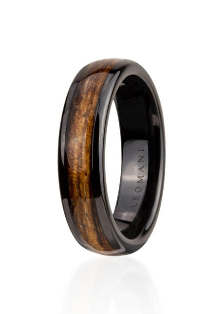 Men's Ring Kahoy – Black Ceramic & Natural Veneer Ring | Modern Design & Lightweight Durability, Made in EU - Hilstor